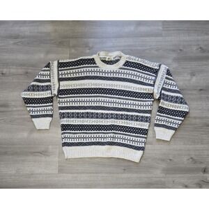 Vintage Timber Trail Mens 2X Cotton Sweater Geometric Holiday Retro 80s USA